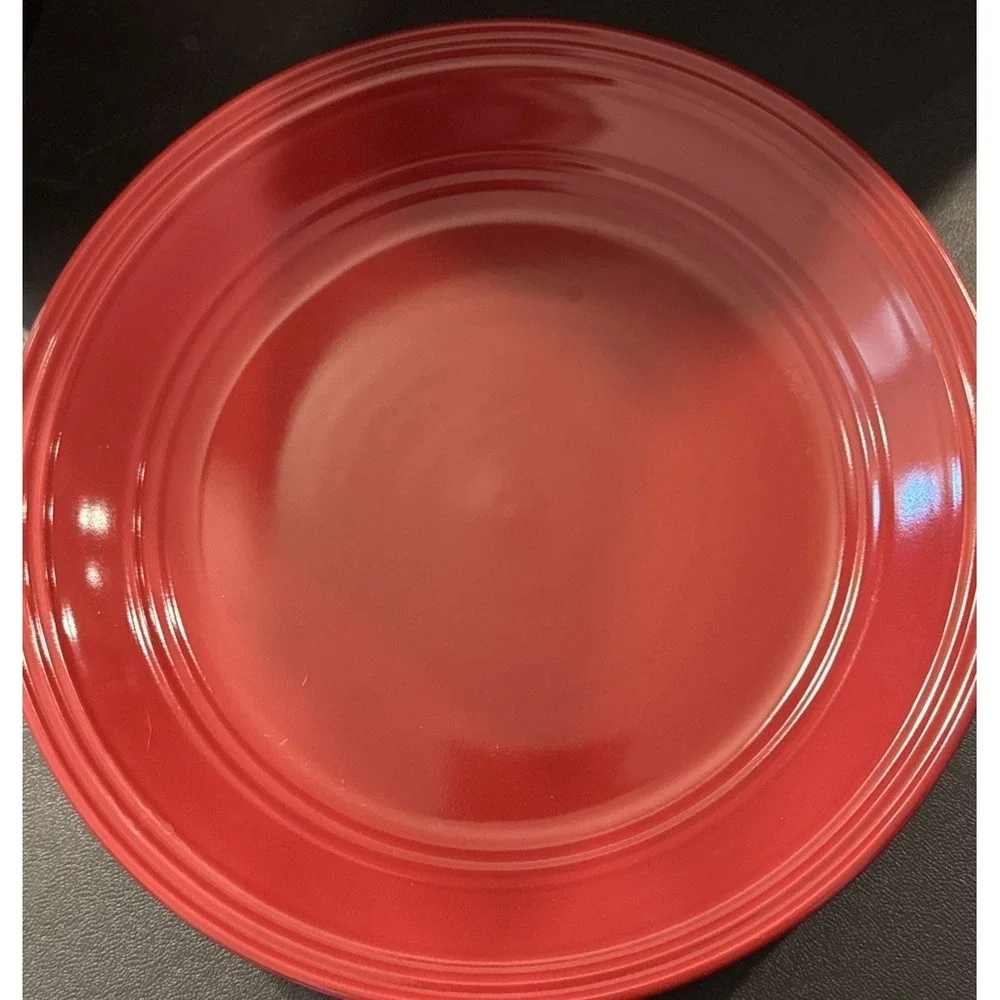 Mainstays Rainforest Sedona Red Embossed Ring Stoneware Dinner Plates Set Of 4
